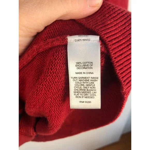 Express Mens L Cardigan Grandpa Sweater Academia Varsity Stripe Rugby Logo Red - Picture 5 of 9